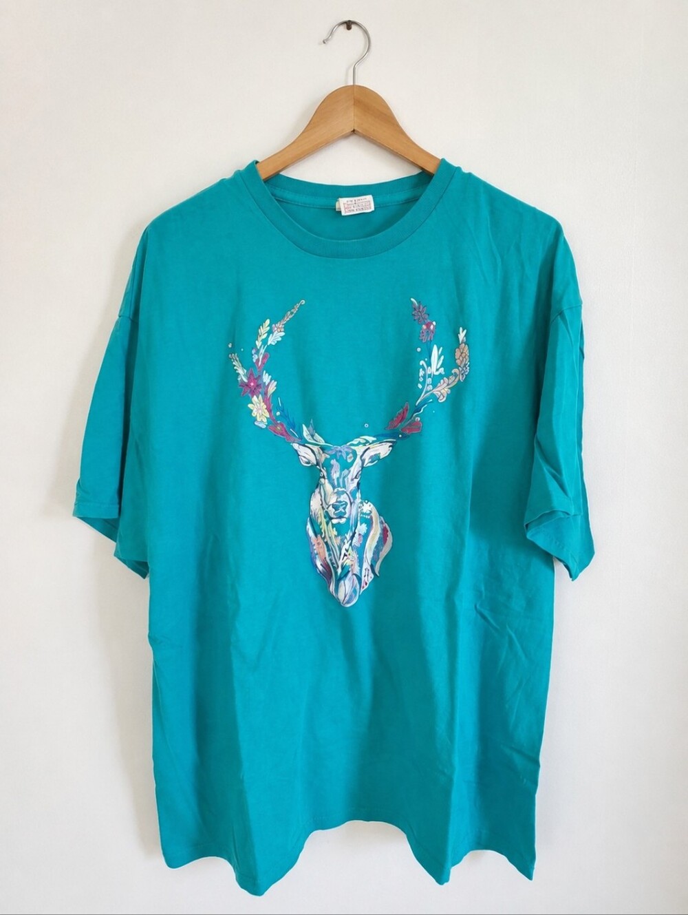 •Teal Floral Antler Graphic Tee